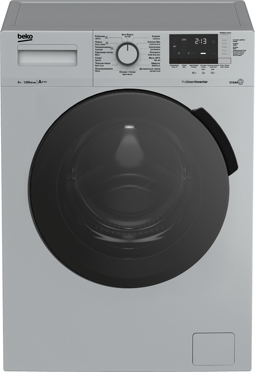 Стиральная машина, 60 см, 6 кг, 1200 об/мин, SteamCure | WSRE 6612 PRSI ...